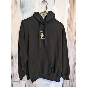 Yours Truly To The Moon Bear Black Unisex Hoodie Size Large Urban Streetwear Emo